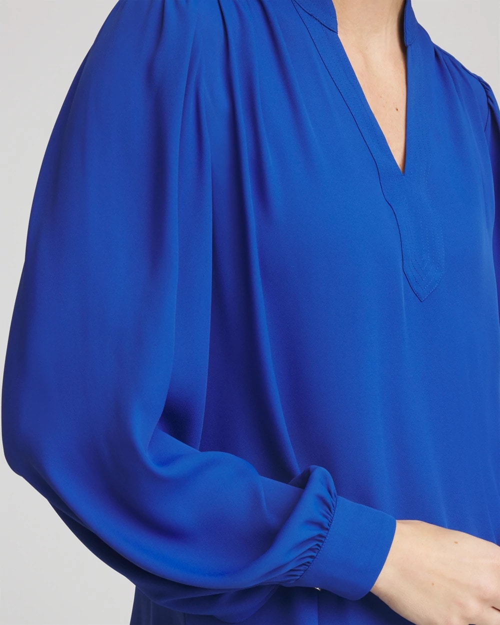 Chico's Women | Splitneck Pullover Crepe Blouse COBALT STONE