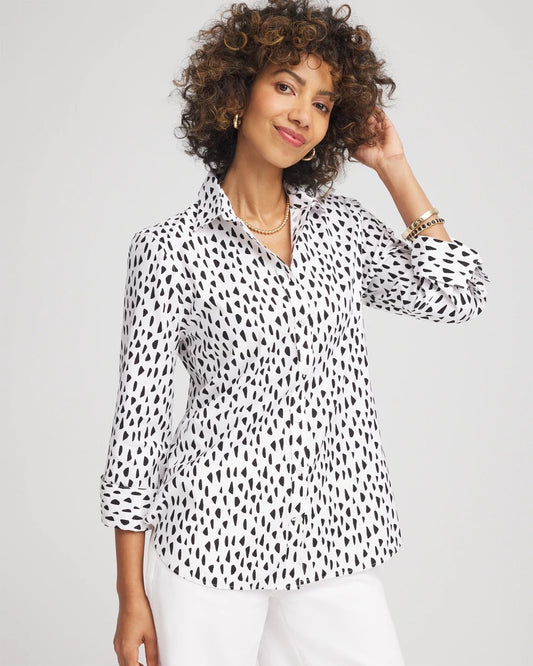 Chico's Women | No Iron™ Polka Dot  Shirt OPTIC WHITE