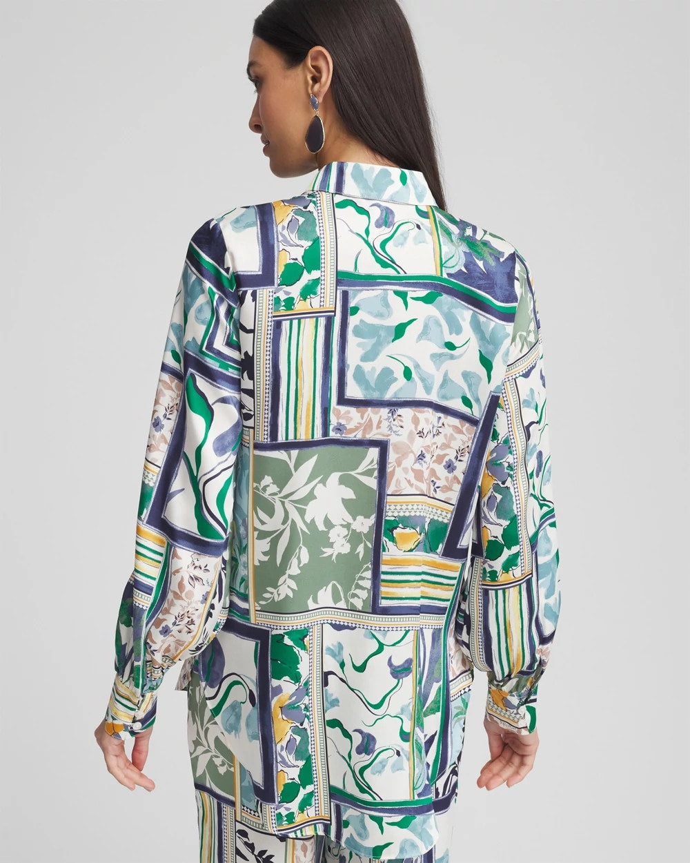 Chico's Women | Faux Silk Coastal Collared Shirt IVY LEAGUE