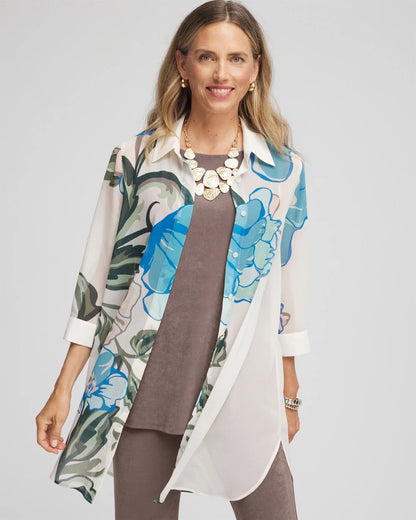 Chico's Women | Travelers™ Artisanal Chiffon Tunic DARKEST SPRUCE