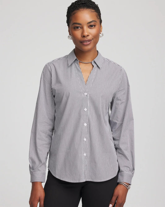 Chico's Women | Poplin Stripe Shirt BLACK
