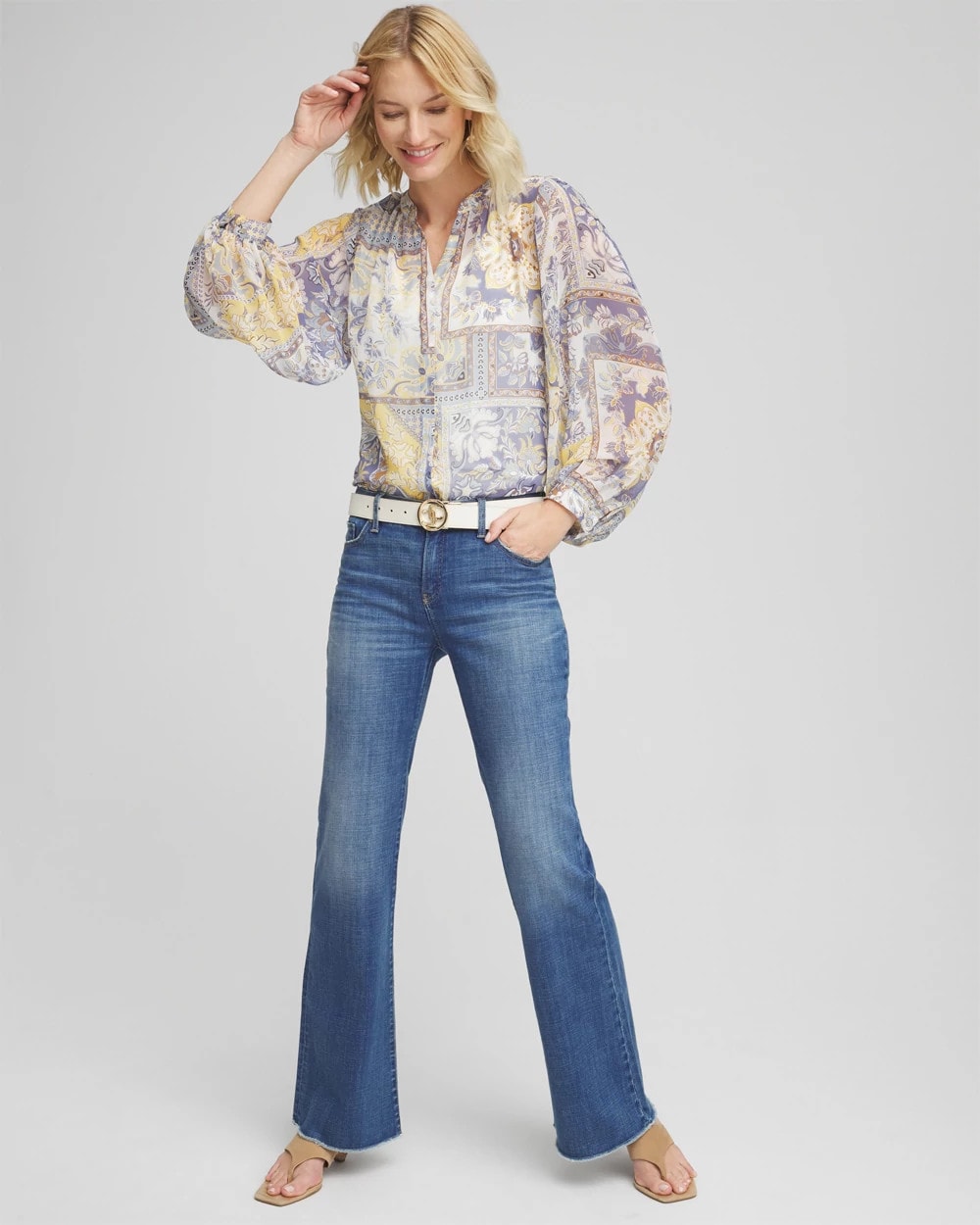 Chico's Women | Artisanal Georgette Blouson-Sleeve Blouse BLUE LOTUS