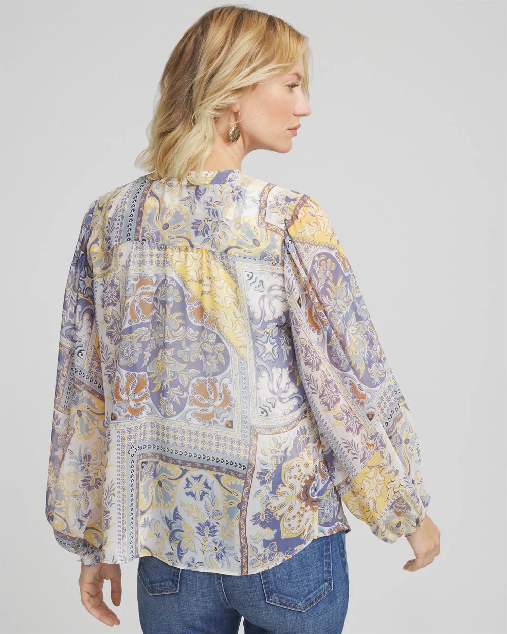 Chico's Women | Artisanal Georgette Blouson-Sleeve Blouse BLUE LOTUS