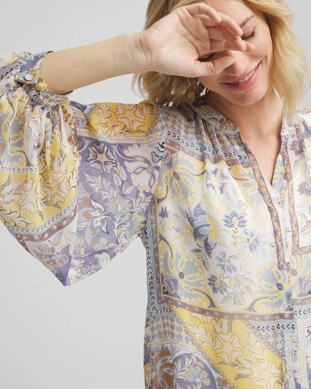 Chico's Women | Artisanal Georgette Blouson-Sleeve Blouse BLUE LOTUS
