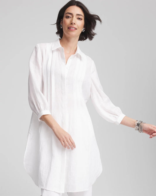 Chico's Women | Pintuck Placket Linen Tunic ALABASTER