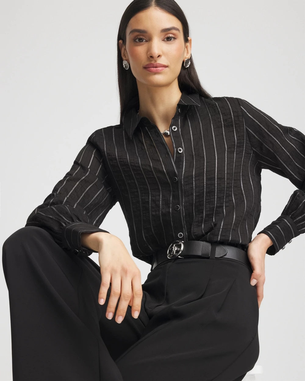 Chico's Women | Classic Soft Button-front Blouse BLACK