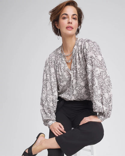 Chico's Women | Crepe Embroidered Blouse SMOKEY TAUPE