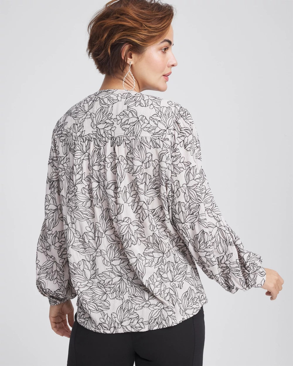 Chico's Women | Crepe Embroidered Blouse SMOKEY TAUPE