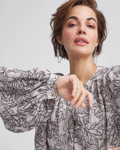 Chico's Women | Crepe Embroidered Blouse SMOKEY TAUPE