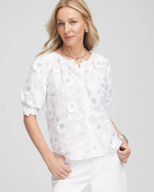 Chico's Women | Applique Embroidered Top ALABASTER