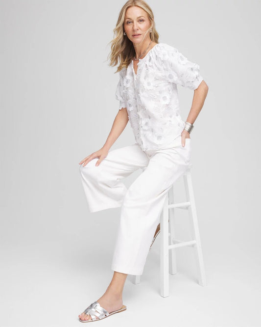 Chico's Women | Applique Embroidered Top ALABASTER
