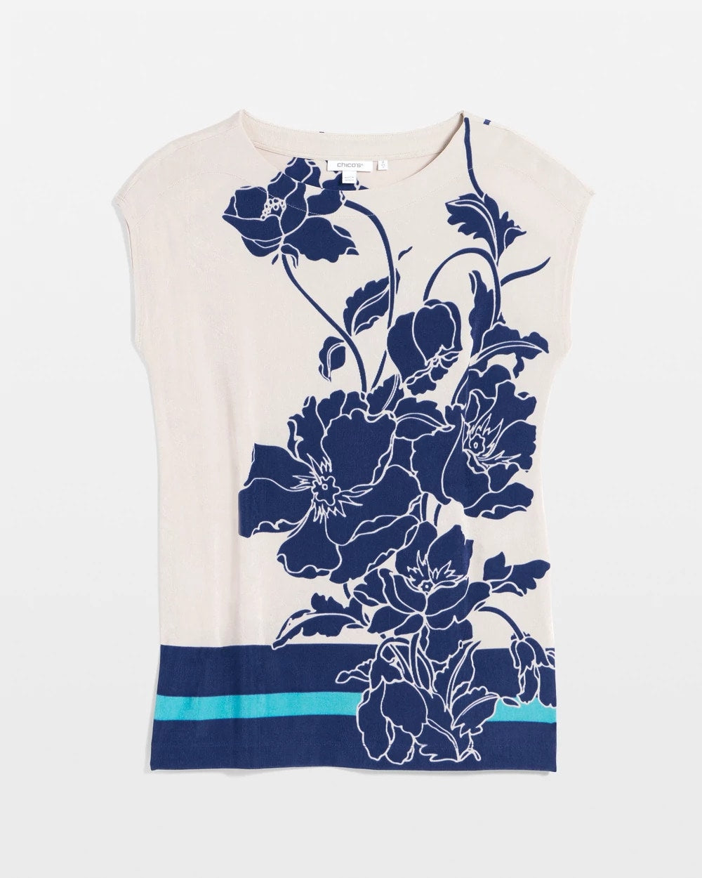 Chico's Women | Travelers™ Wildflower Cap-Sleeved Tunic BLUE CASA