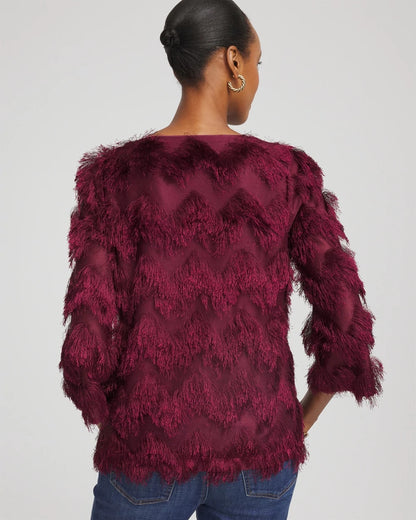 Chico's Women | Chevron Fringe Party Top DEEP CHIANTI