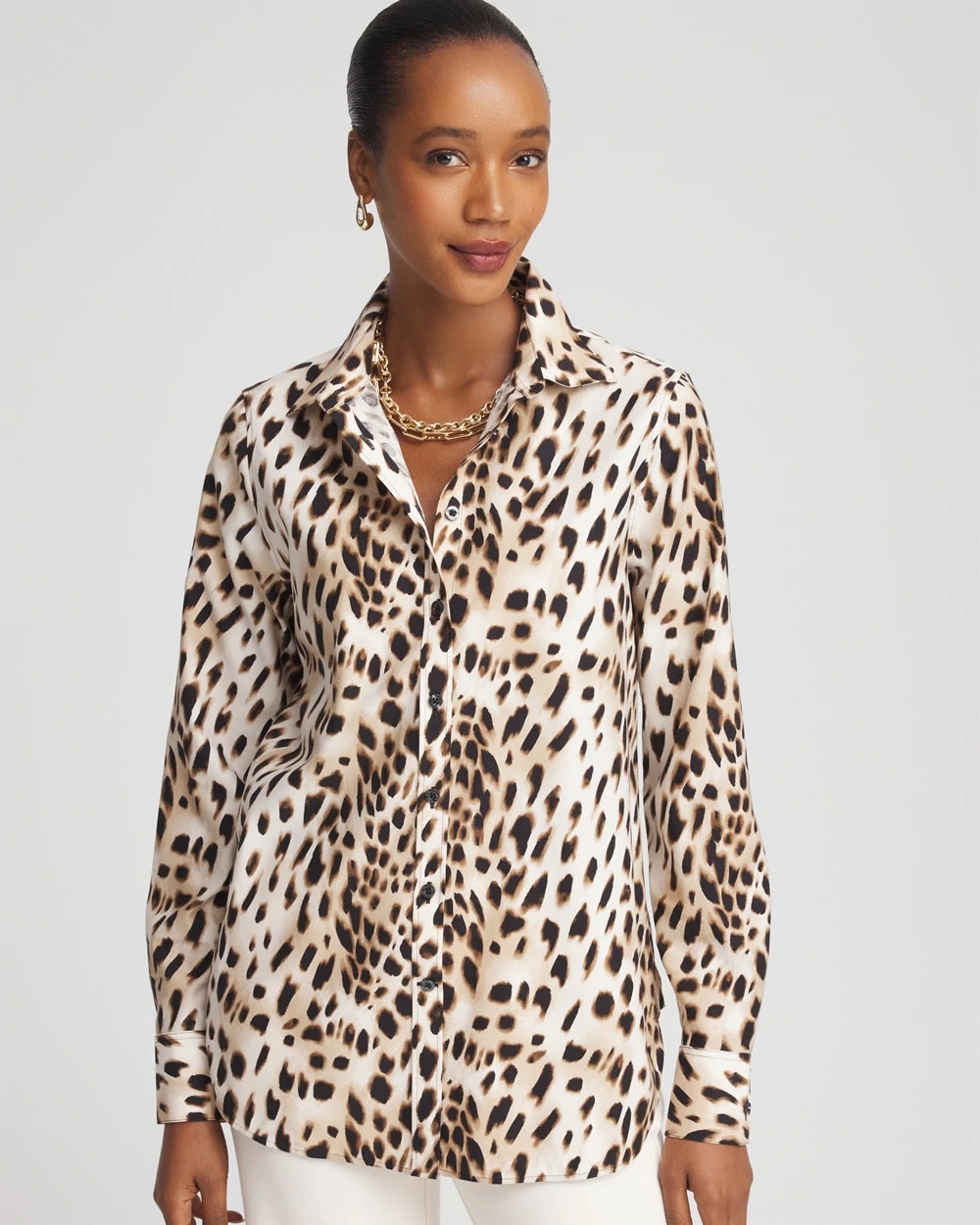 Chico's Women | No Iron™ Animal Print Shirt CARAMEL APPLE