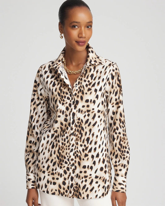 Chico's Women | No Iron™ Animal Print Shirt CARAMEL APPLE