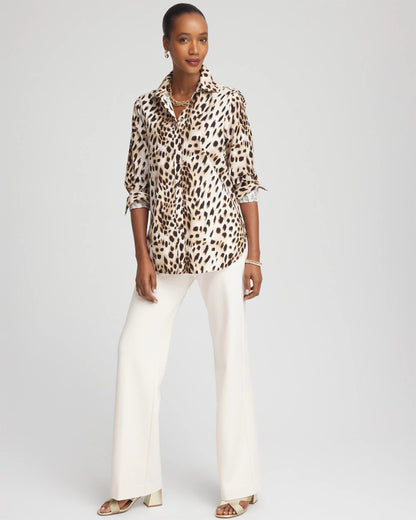 Chico's Women | No Iron™ Animal Print Shirt CARAMEL APPLE