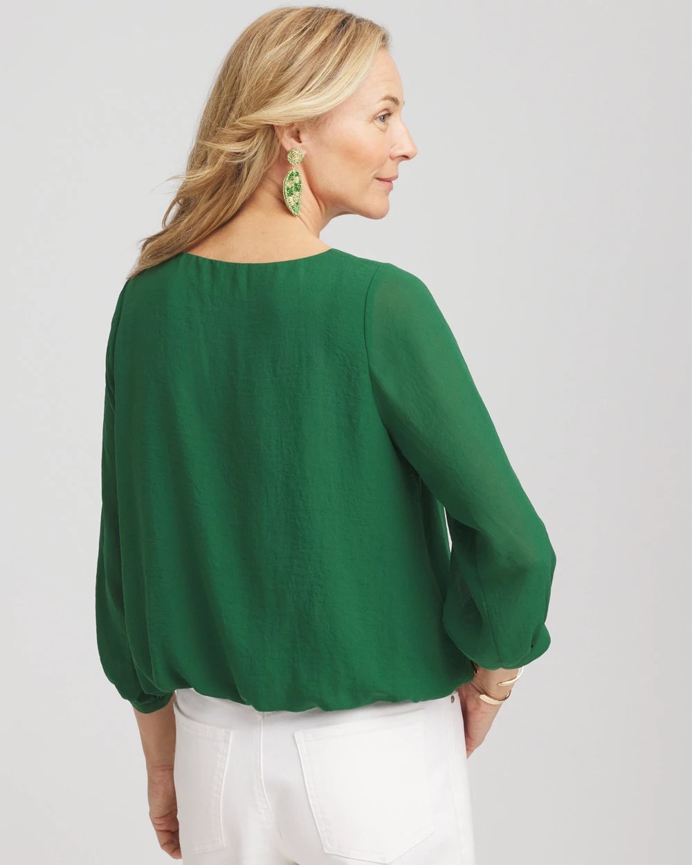 Chico's Women | Embroidered Crinkle Chiffon Blouse PALM LEAF