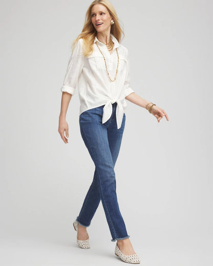 Chico's Women | Textured Tie-Front Pullover Top ECRU