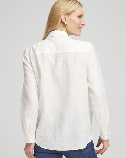 Chico's Women | Textured Tie-Front Pullover Top ECRU