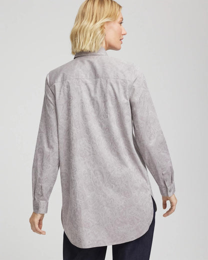 Chico's Women | No Iron™ Lace Jacquard Stretch Tunic MOON SHADE GRAY