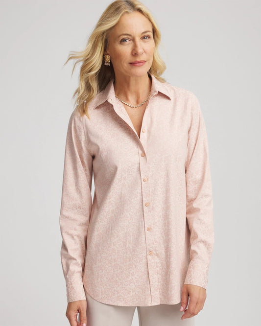 Chico's Women | No Iron™ Feminine Jacquard Shirt ROSE SMOKE