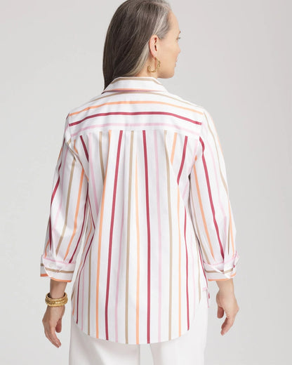 Chico's Women | No Iron™ Striped Stretch-Sateen Shirt ECRU