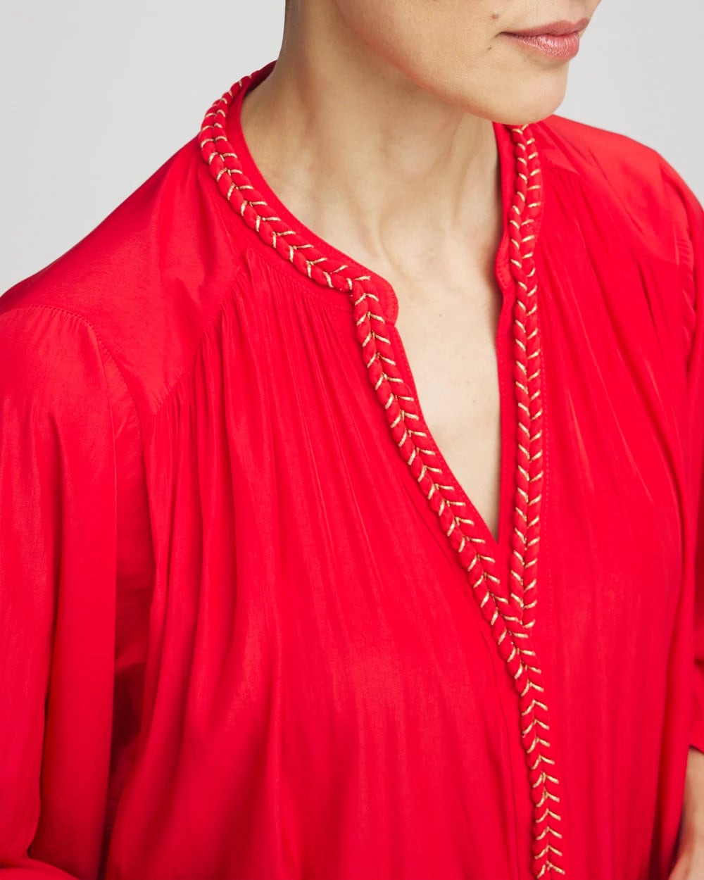 Chico's Women | Braided Batwing Blouse RED GLOW