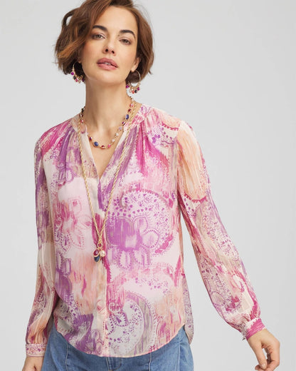 Chico's Women | Georgette Pintuck Blouse PURPLE CLOVER