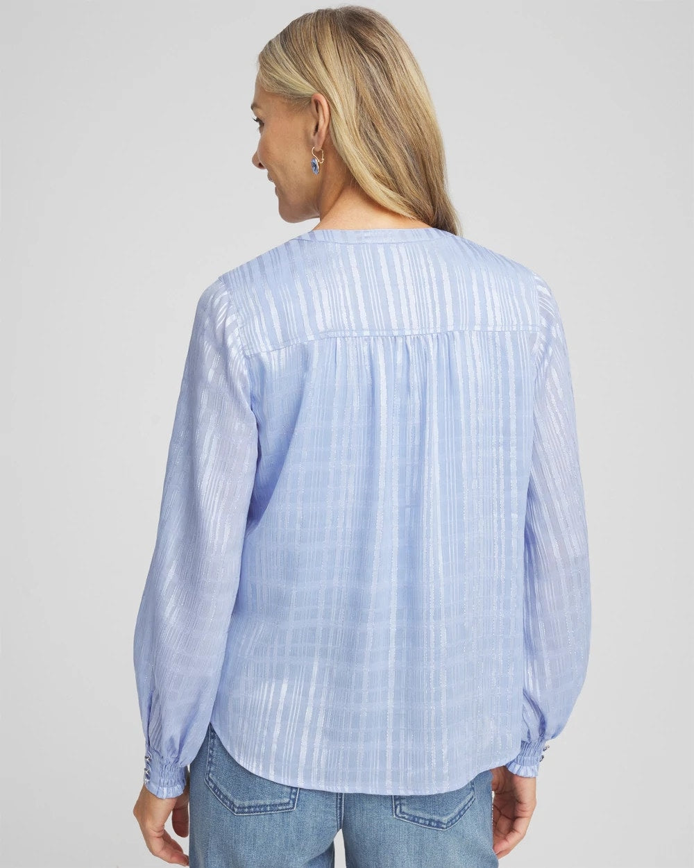 Chico's Women | Split Neck Crinkle Blouse BLUE MUSE