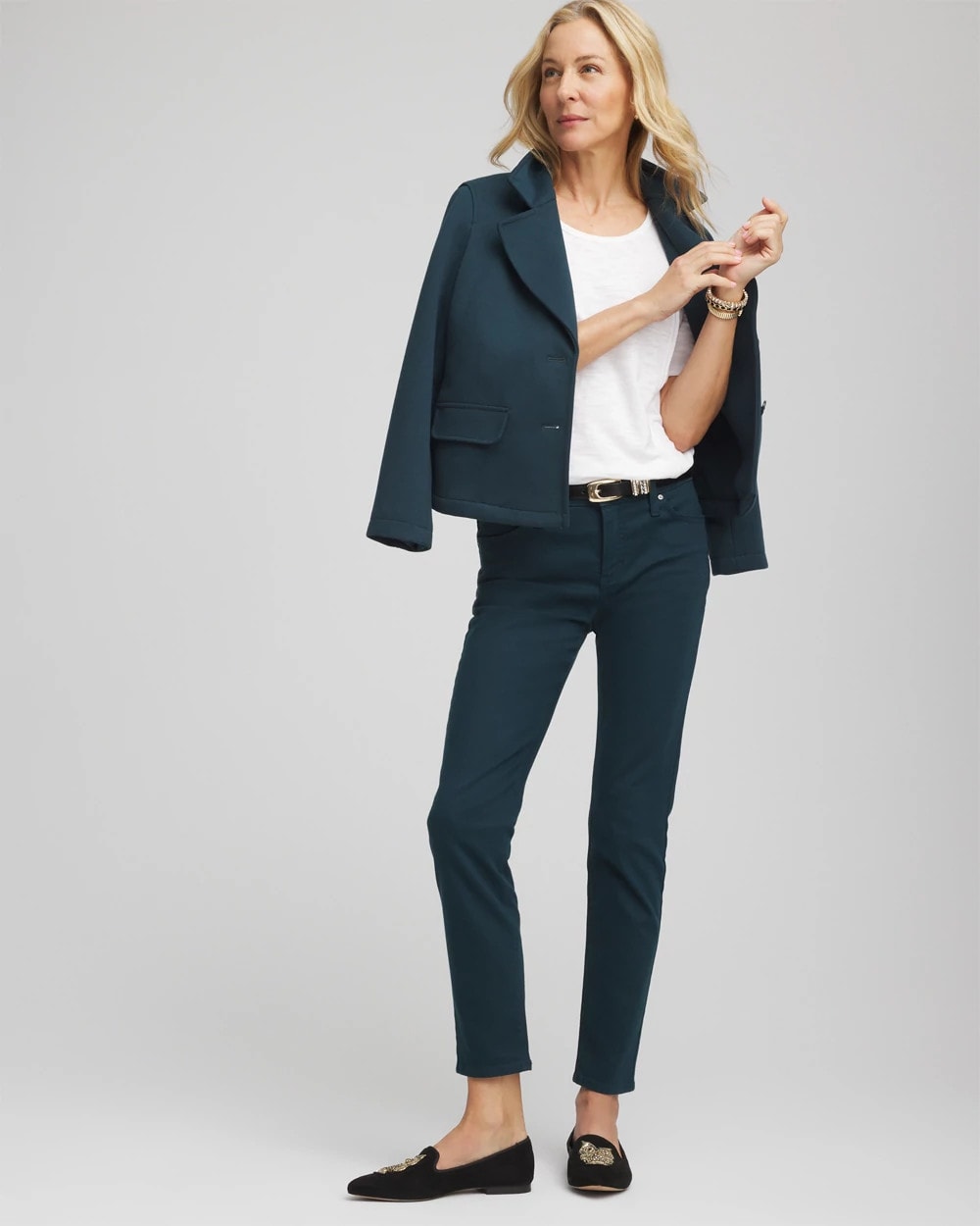 Chico's Women | Girlfriend Slim Ankle Jeans TEAL SHADOW