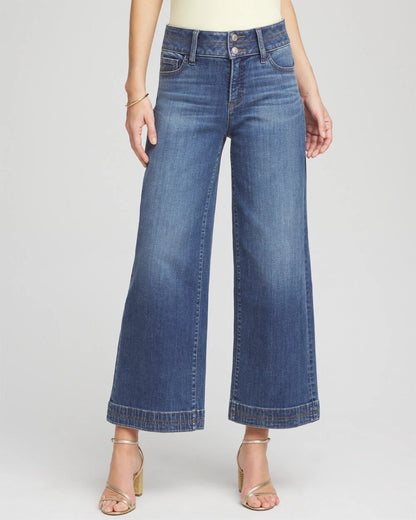 Chico's Women | Double Stitch Wide-Leg Cropped Pants CAYMAN INDIGO