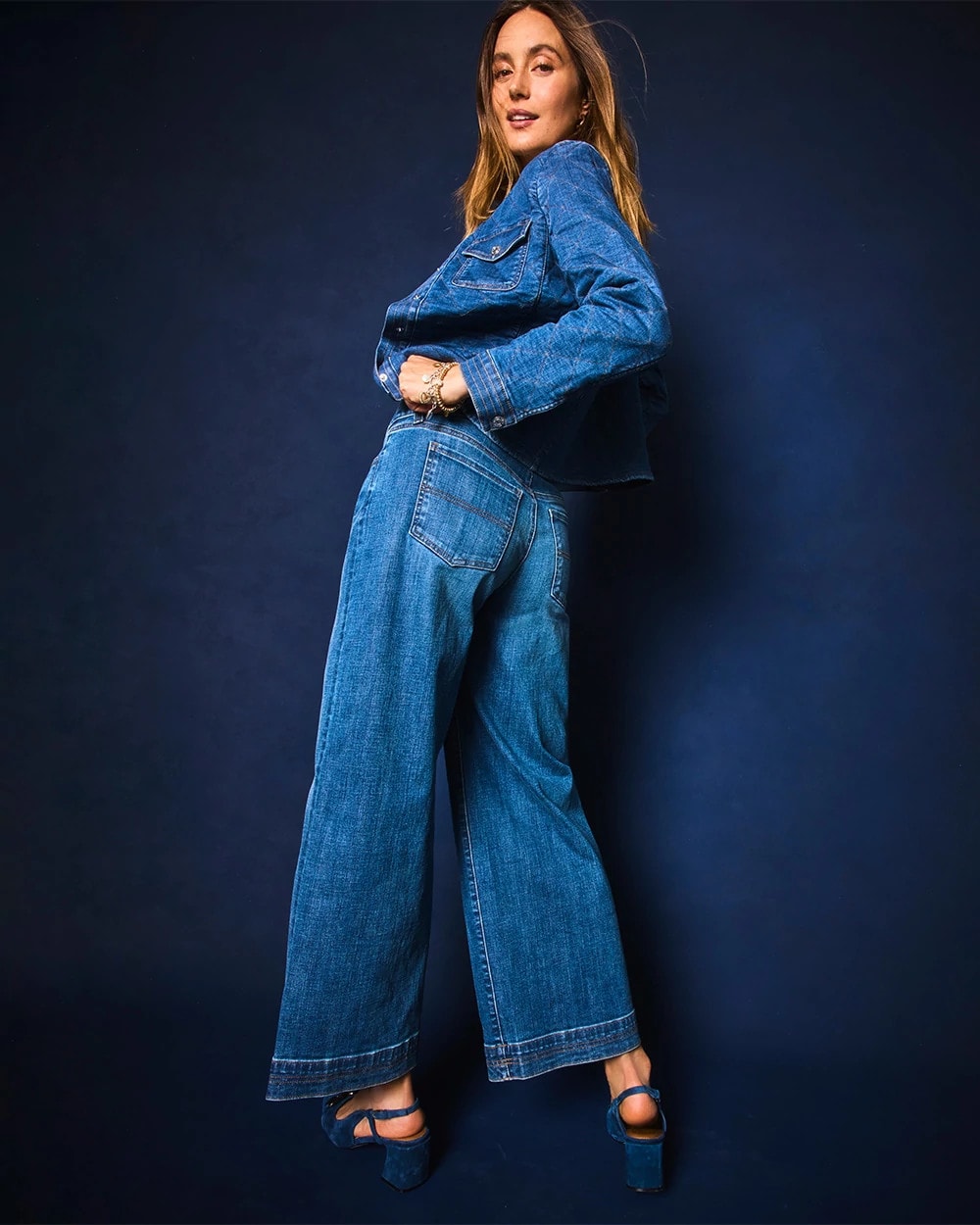 Chico's Women | Double Stitch Wide-Leg Cropped Pants CAYMAN INDIGO
