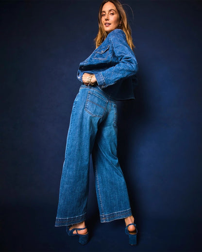 Chico's Women | Double Stitch Wide-Leg Cropped Pants CAYMAN INDIGO