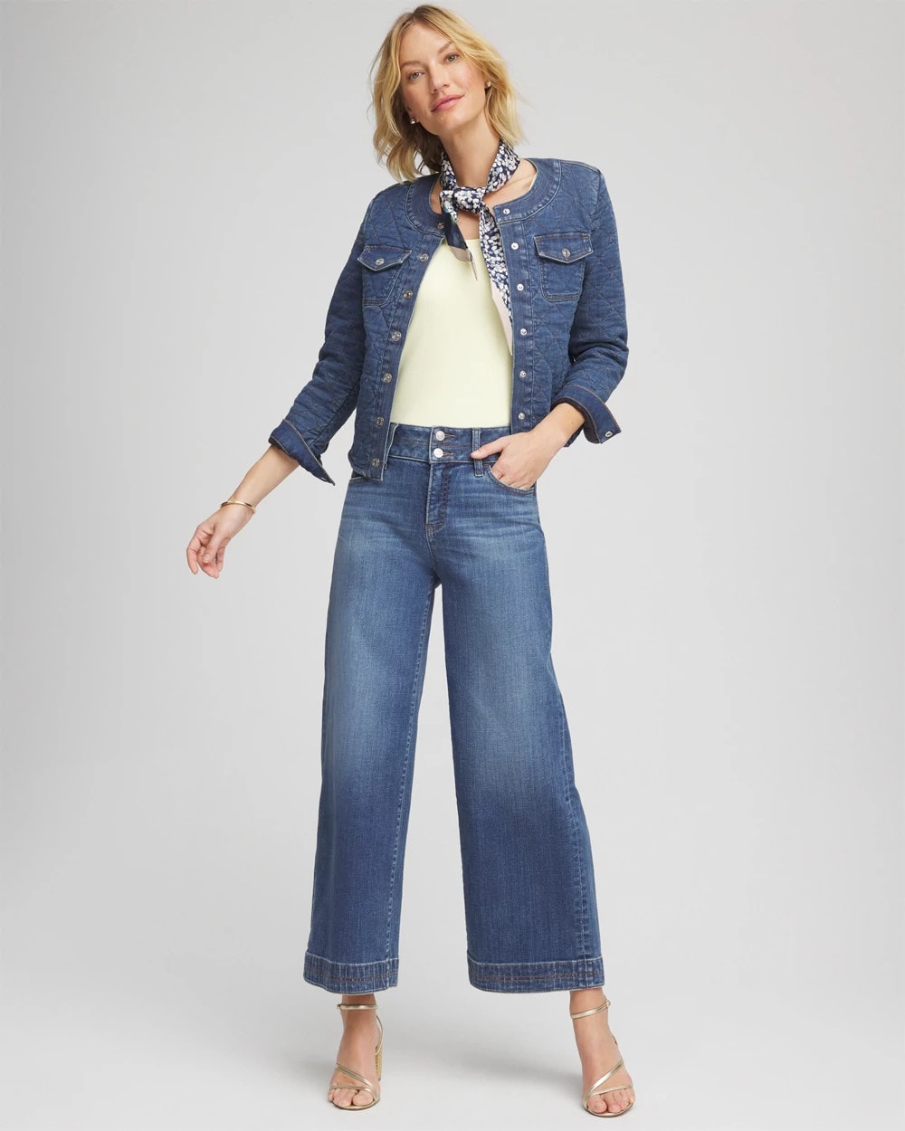 Chico's Women | Double Stitch Wide-Leg Cropped Pants CAYMAN INDIGO