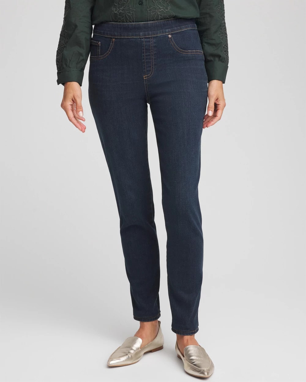 Chico's Women | Pull-On Slim Ankle Jeggings DARK RAINIER INDIGO