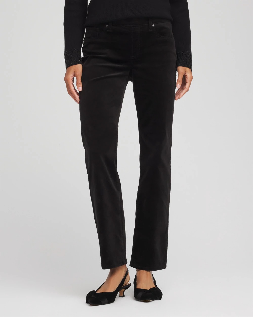 Chico's Women | Velveteen Pull-On Flared Jeans BLACK