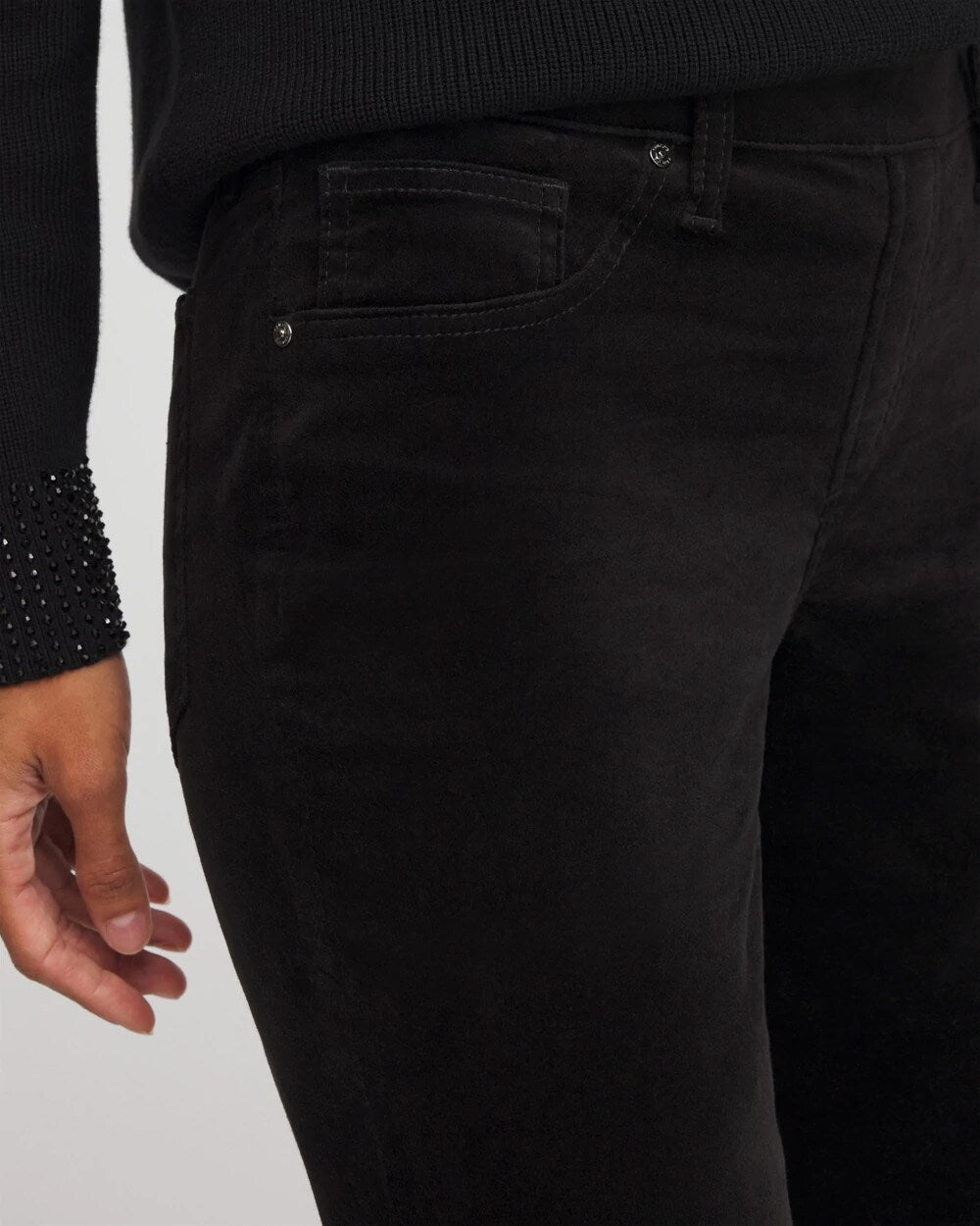 Chico's Women | Velveteen Pull-On Flared Jeans BLACK