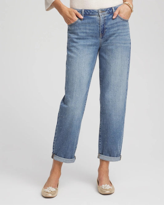 Chico's Women | Dewdrop Boyfriend Cropped Jeans OSLO INDIGO