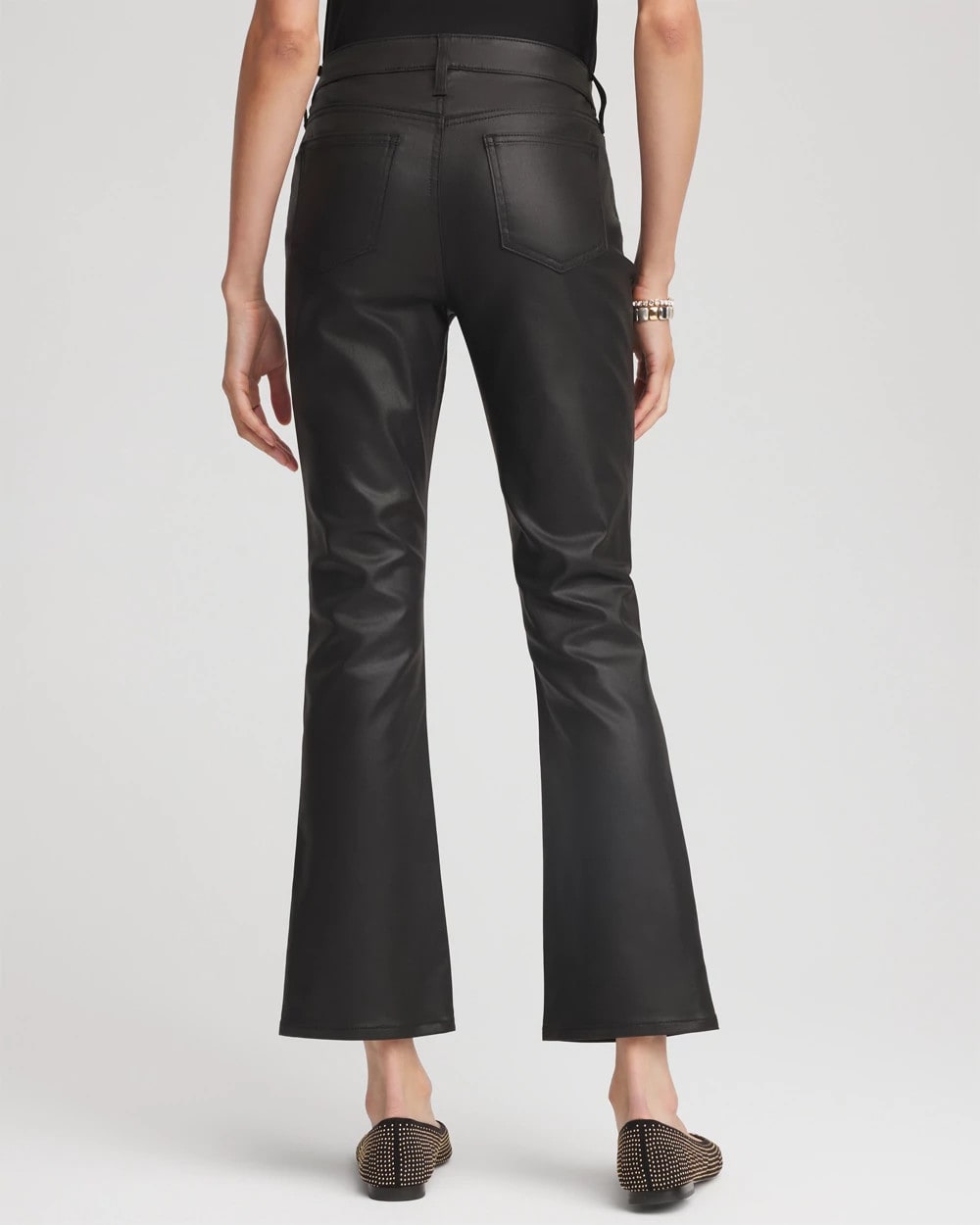 Chico's Women | Coated Girlfriend Cropped Flared Jeans BLACK