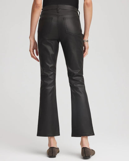 Chico's Women | Coated Girlfriend Cropped Flared Jeans BLACK