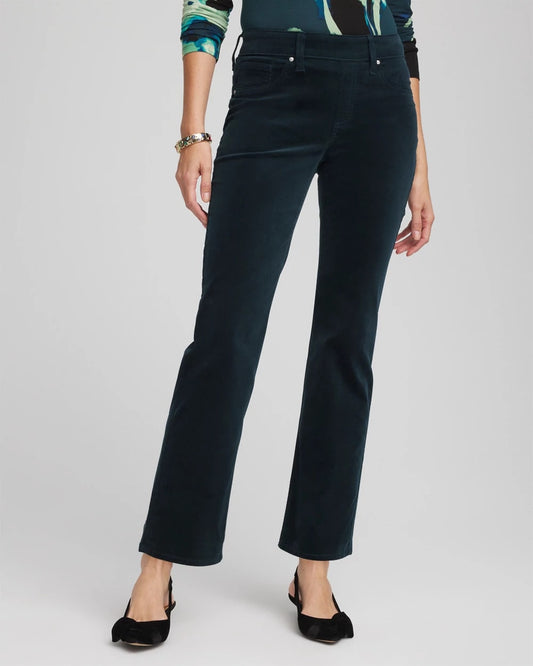 Chico's Women | Velveteen Pull-On Flared Jeans TEAL SHADOW
