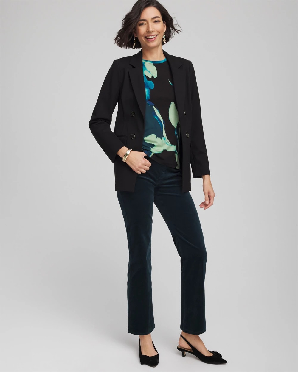 Chico's Women | Velveteen Pull-On Flared Jeans TEAL SHADOW