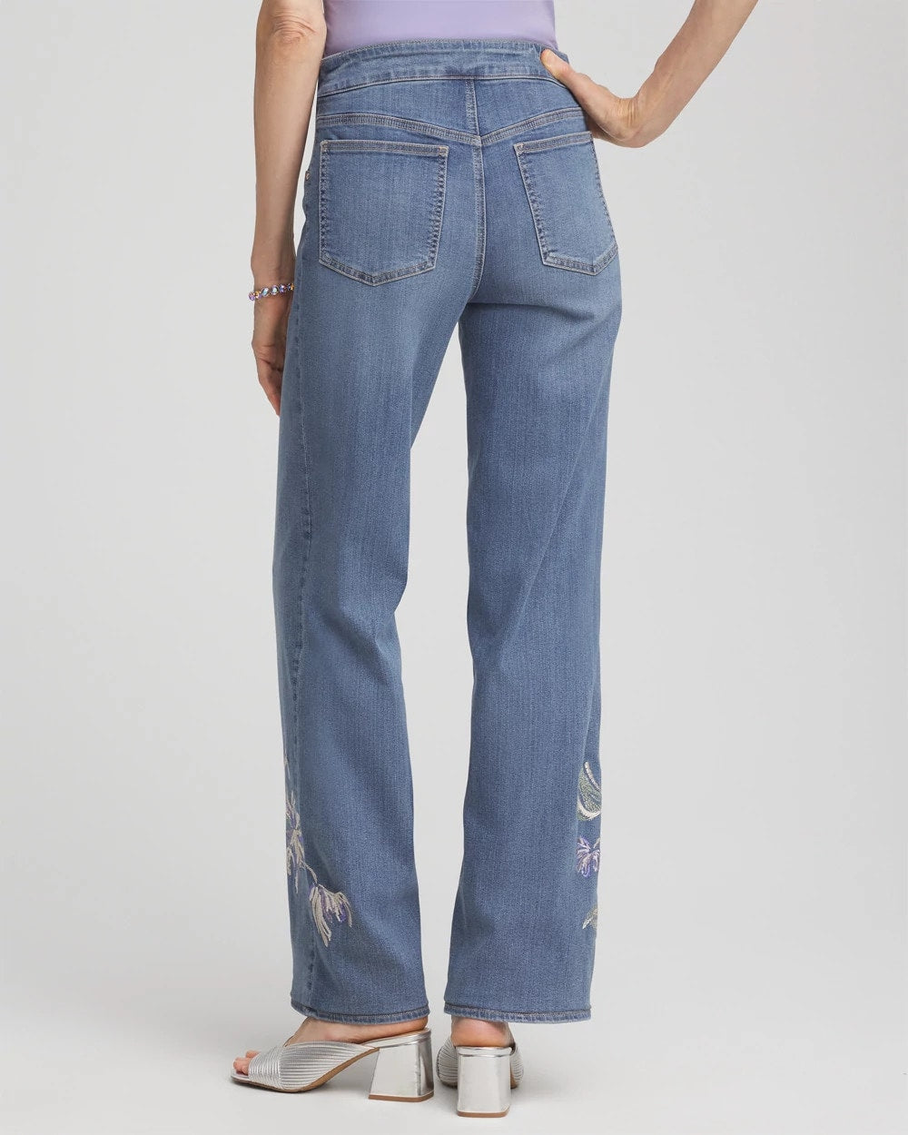 Chico's Women | Embroidered Pull-On Wide-Leg Jeans SORAYA INDIGO