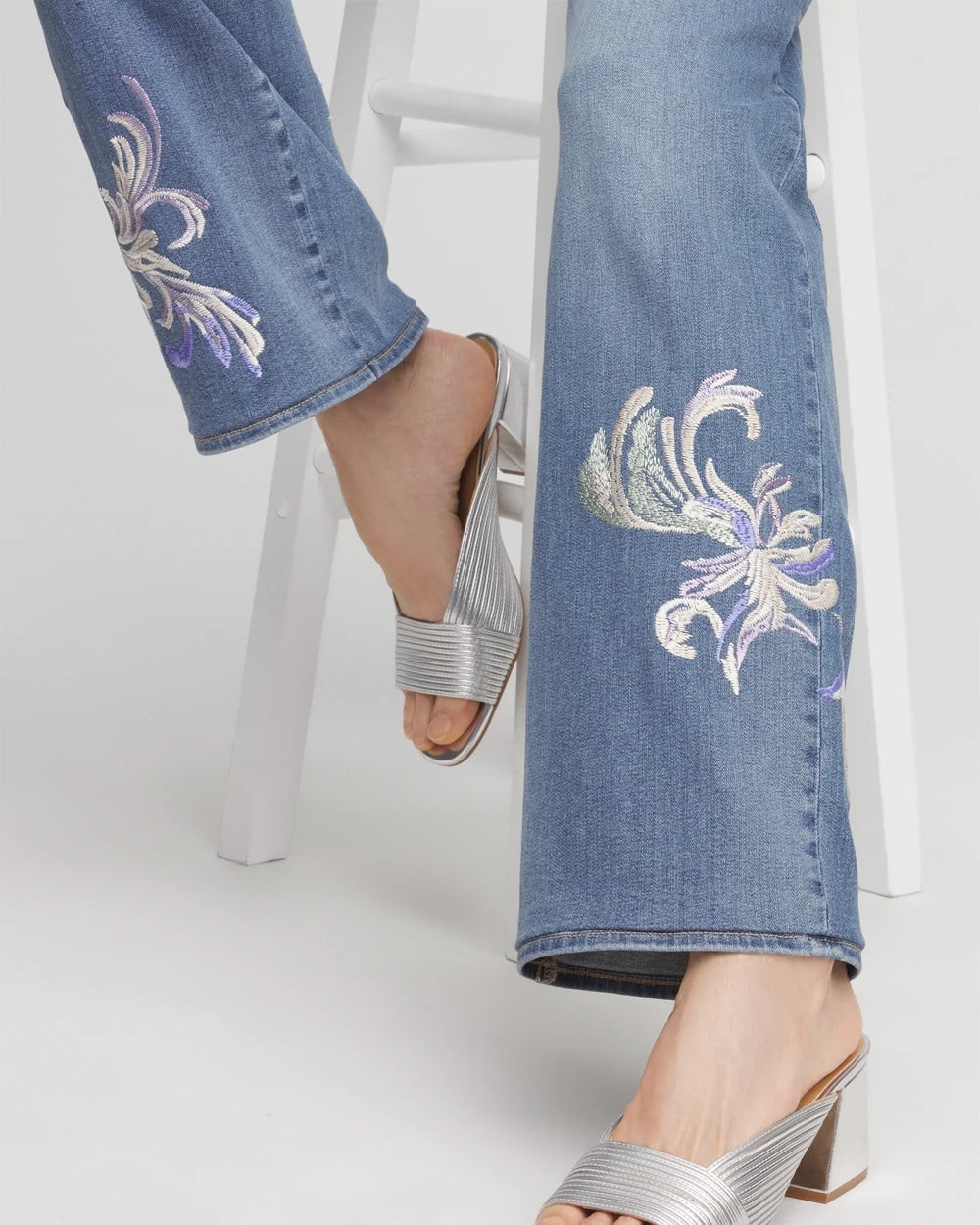 Chico's Women | Embroidered Pull-On Wide-Leg Jeans SORAYA INDIGO