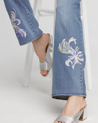 Chico's Women | Embroidered Pull-On Wide-Leg Jeans SORAYA INDIGO
