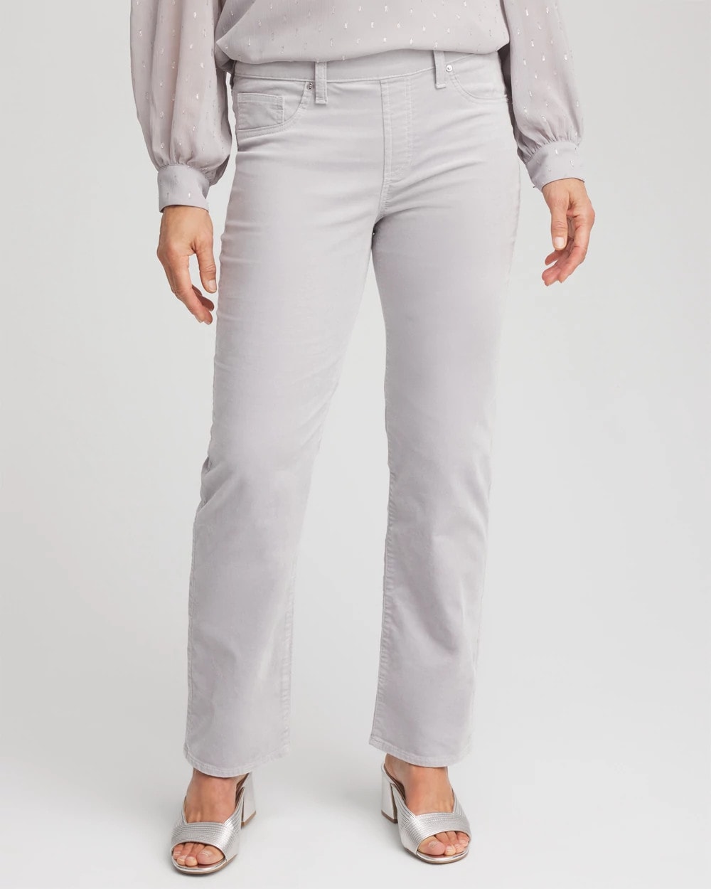 Chico's Women | Velveteen Pull-On Flared Jeans DOVE GRAY