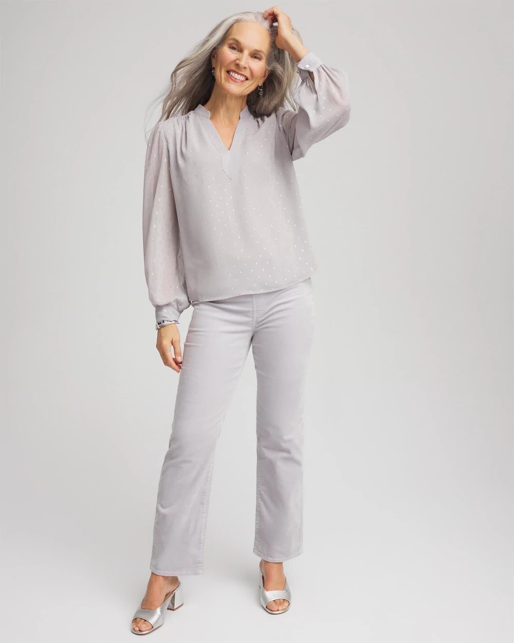 Chico's Women | Velveteen Pull-On Flared Jeans DOVE GRAY