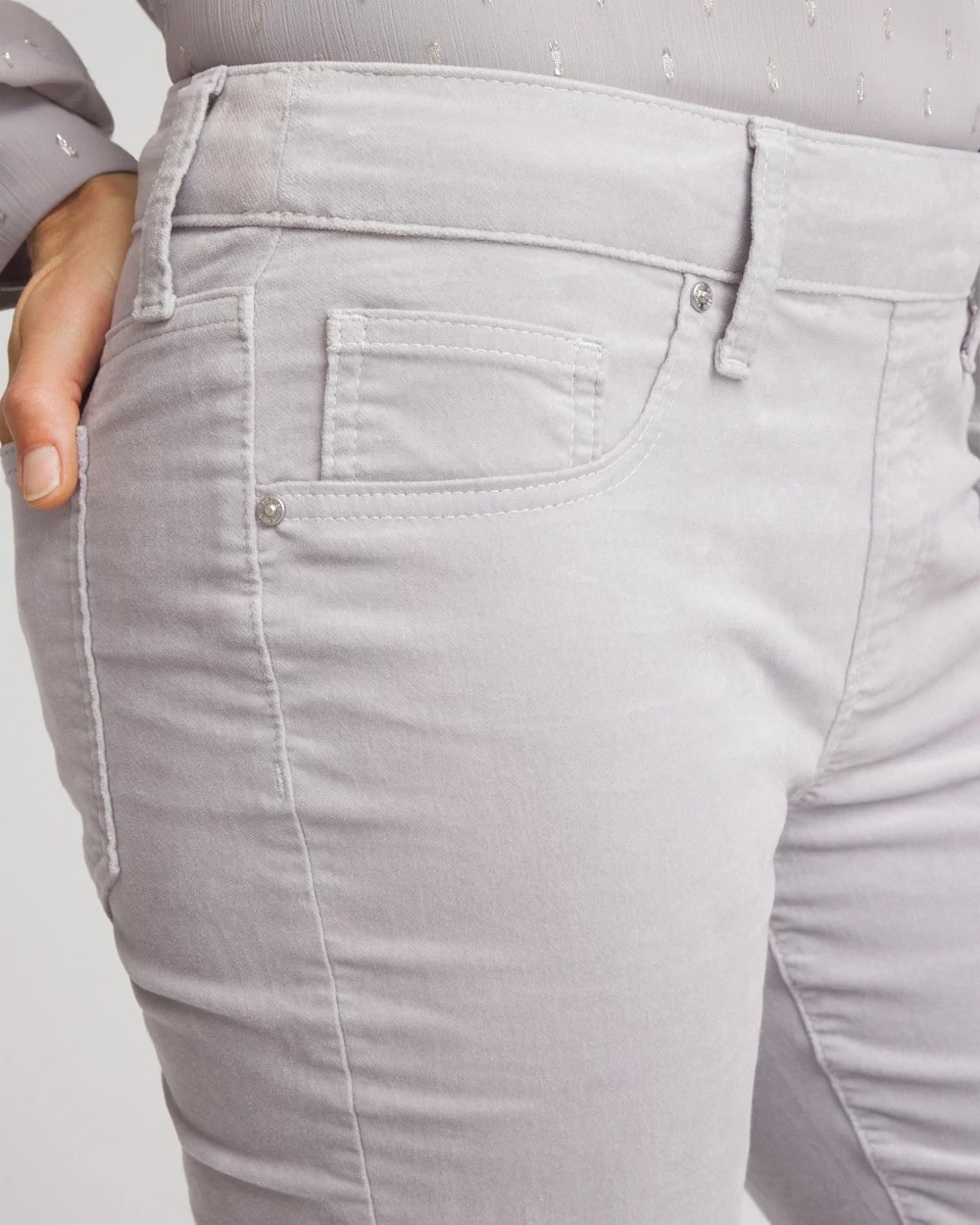 Chico's Women | Velveteen Pull-On Flared Jeans DOVE GRAY