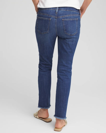 Chico's Women | Girlfriend Slim Frayed Ankle Jeans KAILUA INDIGO