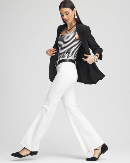 Chico's Women | Girlfriend No Stain Frayed Flared Jeans ALABASTER